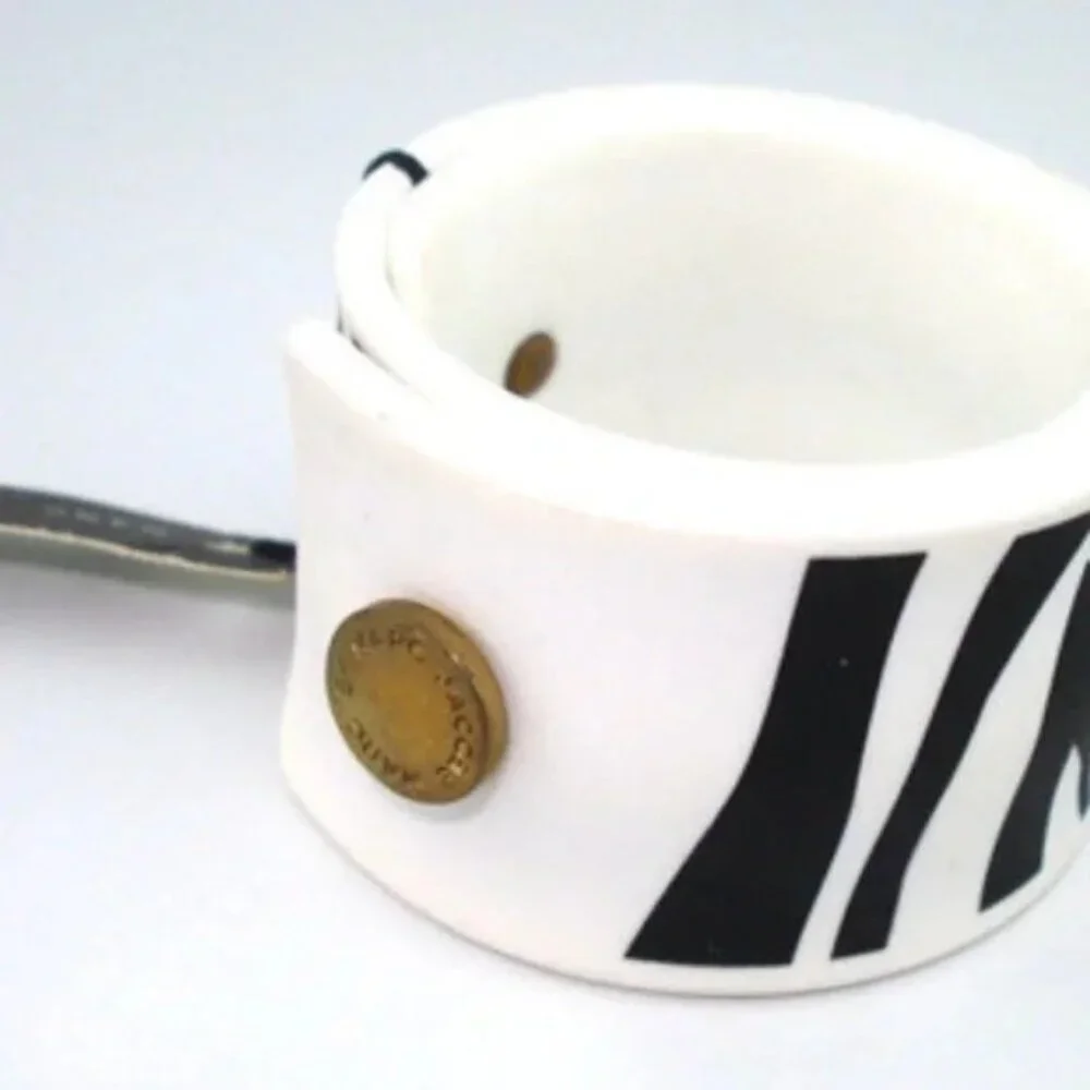Marc By Marc Jacobs Black and White Zebra Print pattern Slap Bracelet